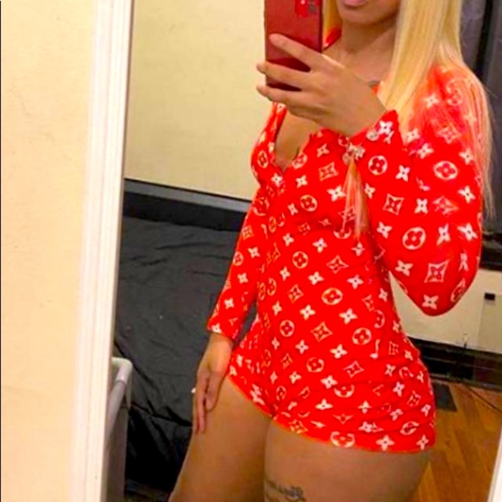 Designer pajama shorts onesie 😍